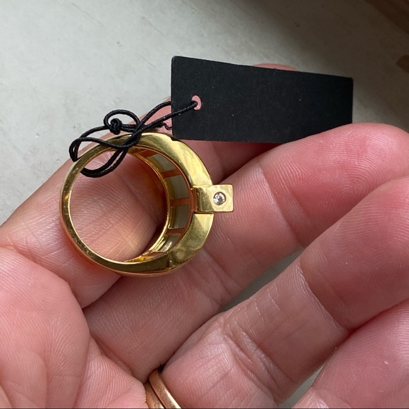 18k gold over sterling jade ring with lab sapphire - Picture 4 of 13